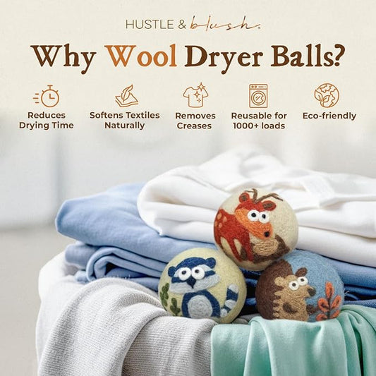 Fluff Ewes Wool Dryer Balls 3 Pack Premium New Zealand Wool Laundry Balls - Image 2