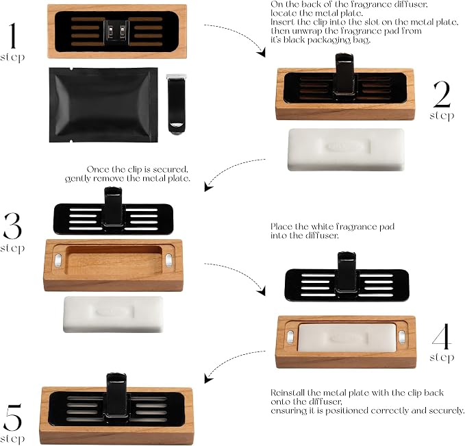 4 Refreshing Scent Bags Wood Car Air Freshener Vent Clip- Natural Scent Diffuser - Image 9