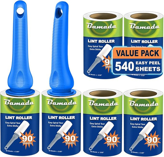 Sticky Lint Roller for Pet Hair: Lint Remover for Dog Cat Hair Mega Value Set by Bamada