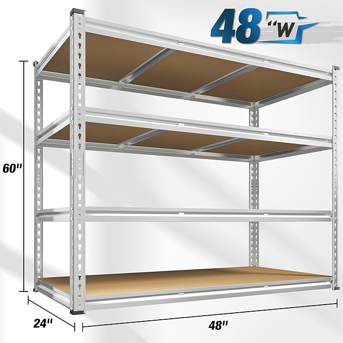 REIBII Garage Shelving, 4 Tier Storage Shelves Load 2550LBS, Adjustable Garage - Image 2