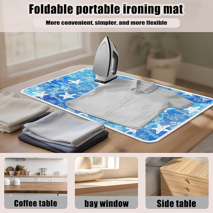 Ironing Mat Thickened Blue Stars Ironing Blanket Travel Portable Ironing Pad - Image 6