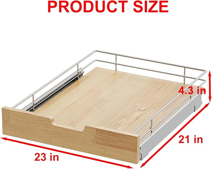 Pull Out Cabinet Organizer, Heavy-Duty Slide Out Shelf, Wood And Wire Basket - Image 2