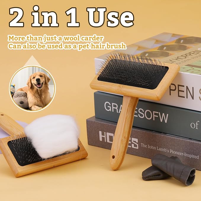 2 Pcs Large Wooden Wool Carders, Needle Felting Carding Brushes Tools - Image 6