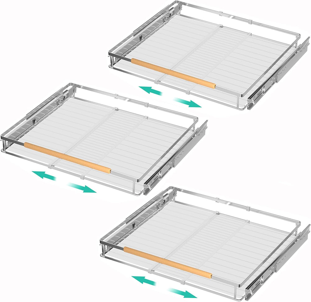 iPEGTOP 3 Pack Pull Out Cabinet Drawer Shelf Organizer, Extendable Sliding Sl...