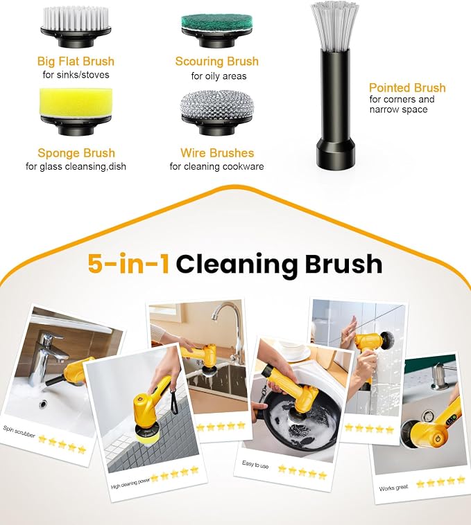 qimedo Battery Electric Spin Scrubber Q4, 800RPM Handheld Scrubber - Image 7