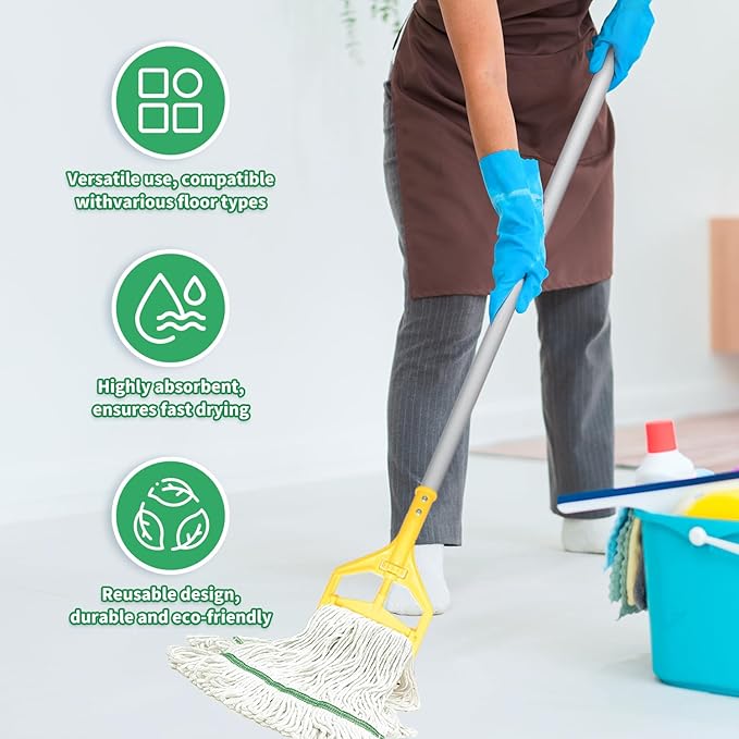 6 Pack Commercial Heavy Duty Mop Heads Heavy Cotton Looped End String Mop Head - Image 5