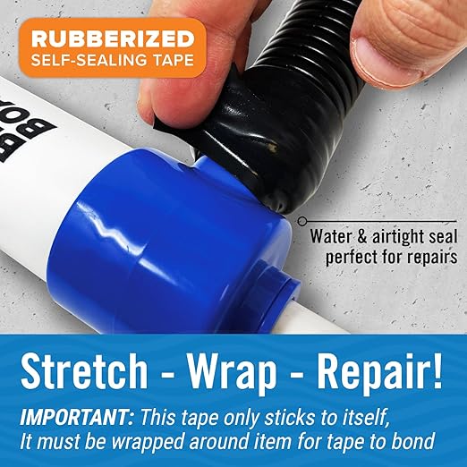 Black Heavy Duty Silicone Tape, Self-Fusing Rubber Hose and Plumbing Water Pipe - Image 4