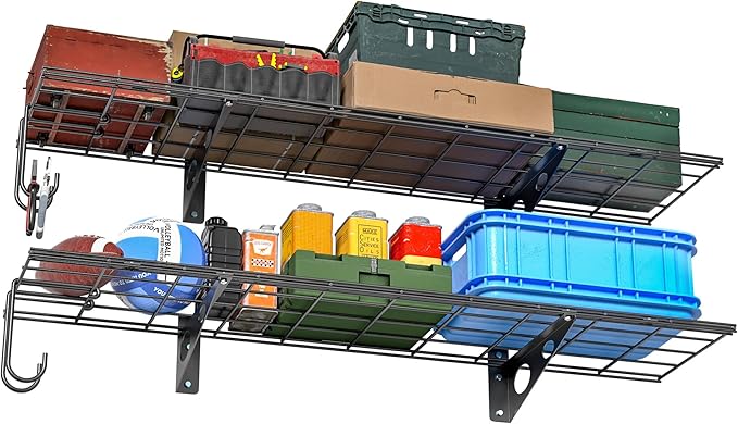 EVERHANGER Garage Wall Shelves, 12 X 48 Inch Wall Mounted Storage Shelves by EVERHANGER