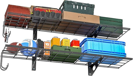 EVERHANGER Garage Wall Shelves, 12 X 48 Inch Wall Mounted Storage Shelves by EVERHANGER