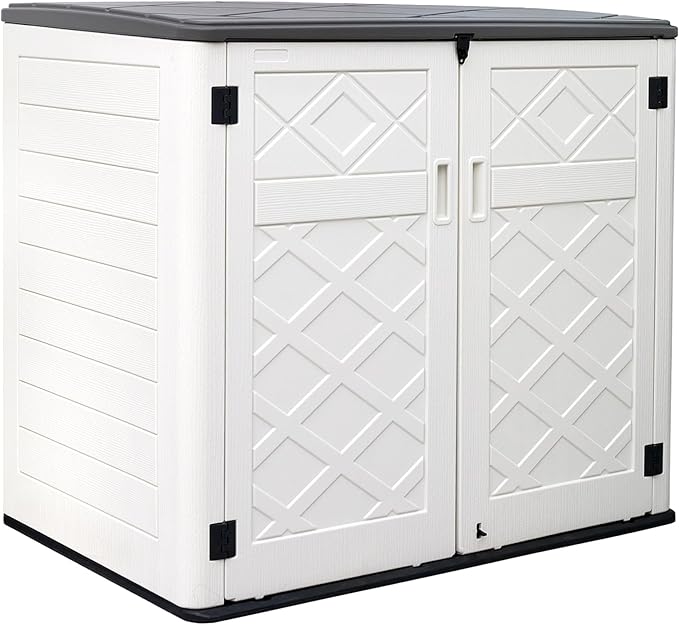 ZZM Large Outdoor Storage Shed, 48 Cu Ft Resin Versatile Storage Cabinet by ZZM