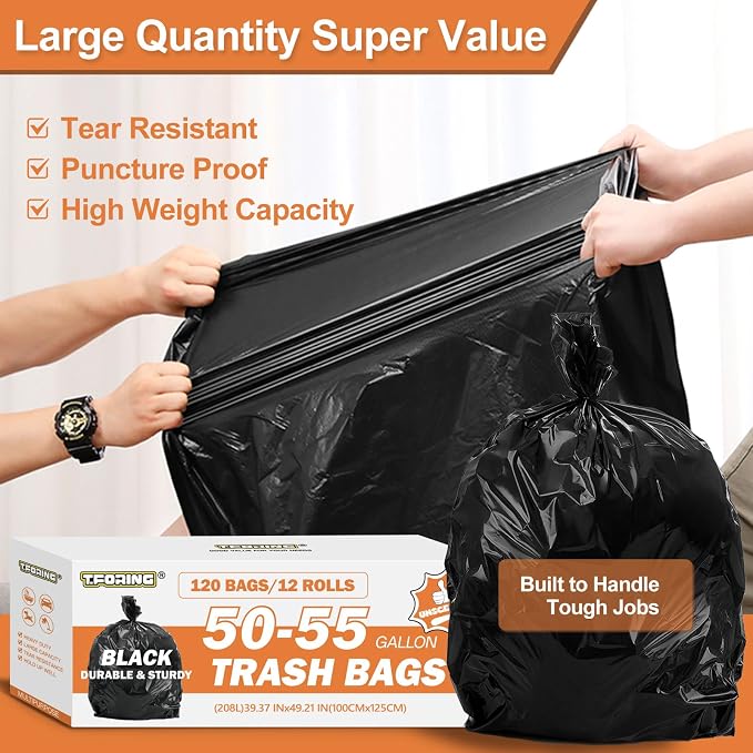 50-55 Gallon Black Trash Bags 120 Count - Image 4
