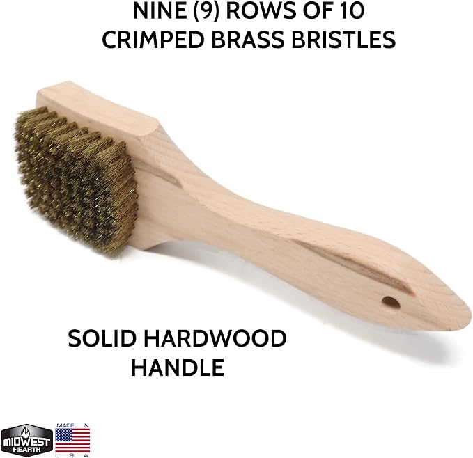 Brass Wire Utility Scrub Brush for Cleaning 9" Hardwood Handle - Image 3