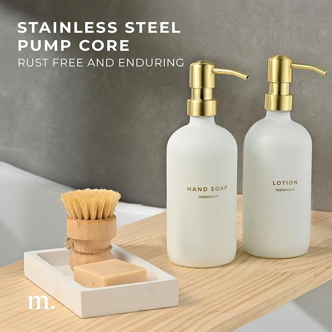 MaisoNovo Soap Dispenser 3-Piece Set | 16.9oz White Bottles - Image 7
