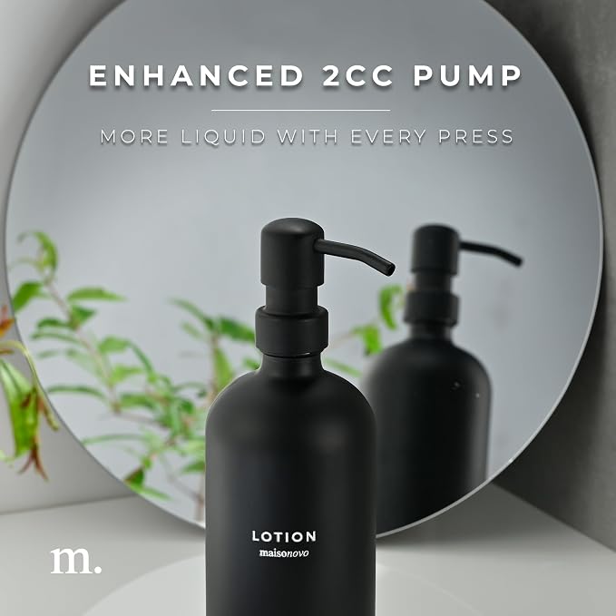 MaisoNovo Soap Dispenser 3-Piece Set | 16.9oz Black Bottles - Image 4