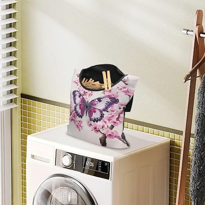 2 Pcs Clothes Pin Hanging Bag, Butterfly Clothes Pins Bag Holder Outdoor - Image 3
