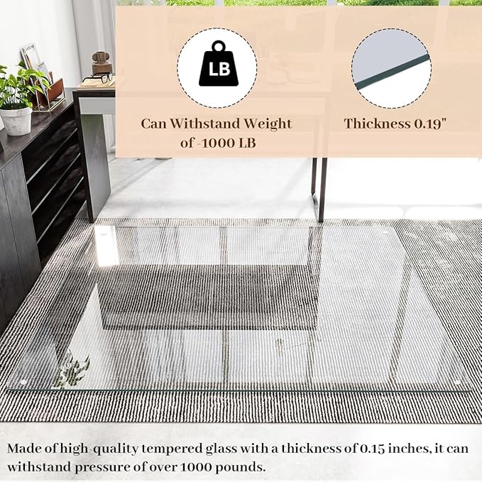 40" x 80" Glass Chair Mat, 1/5" Thick Office Chair Mat - Image 4
