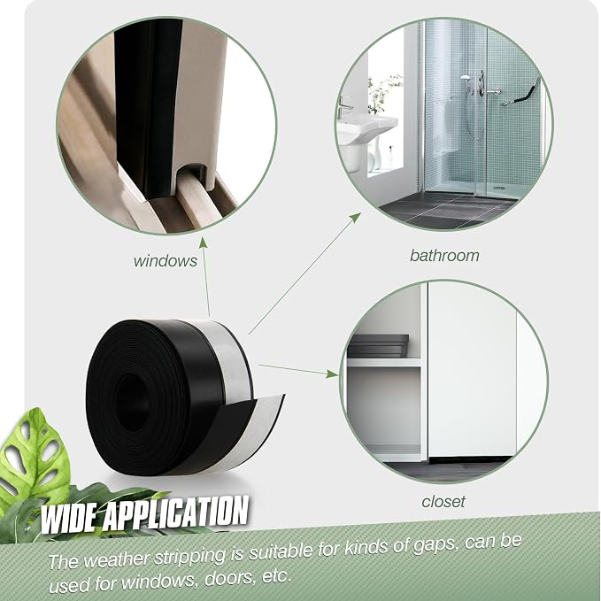 Silicone Weather Stripping Door Seal Strip, 16.4 Feet Self Adhesive Sealing - Image 6