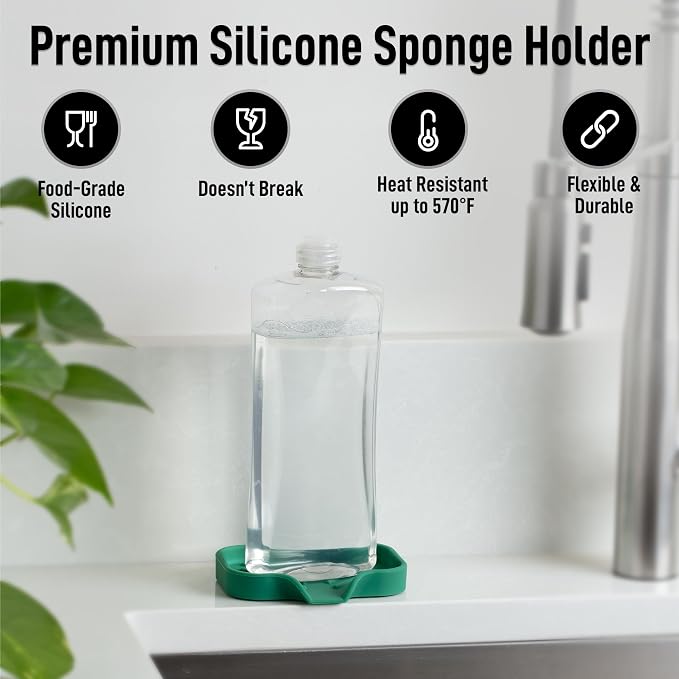 Zulay Kitchen Small Silicone Sponge Holder – Space-Saving Sink Organizer Tray - Image 2