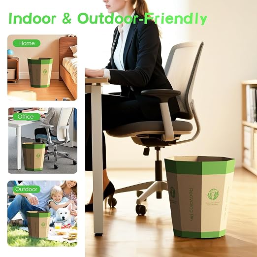 6-Pack Cardboard Trash Can – Foldable, Recyclable, Plastic-Free & Reusable - Image 3