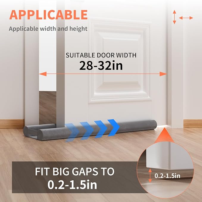 Door Draft Stopper for Bottom of Door, Under Door Gap Filler/Seal for Big Gap - Image 4