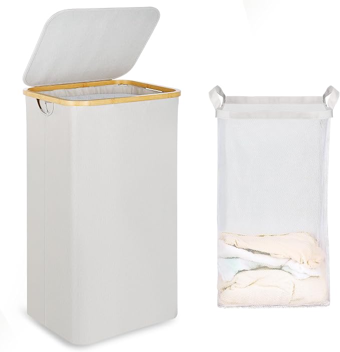 efluky Laundry Basket with Lid and Removable Bag, 100L Tall Laundry Hamper with by efluky