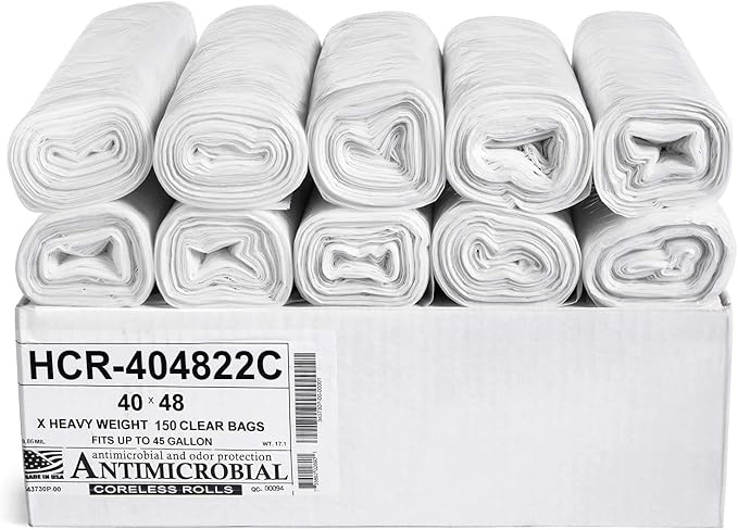 Aluf Plastics High Density Trash Bags, 45 Gallon, 22 Micron, by AlufPlastics