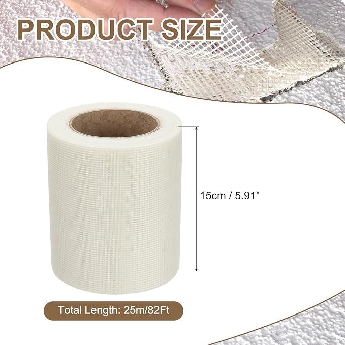 PATIKIL Drywall Repair Mesh Tape, 6 inch x 82 ft Fiberglass Repair Patch - Image 2