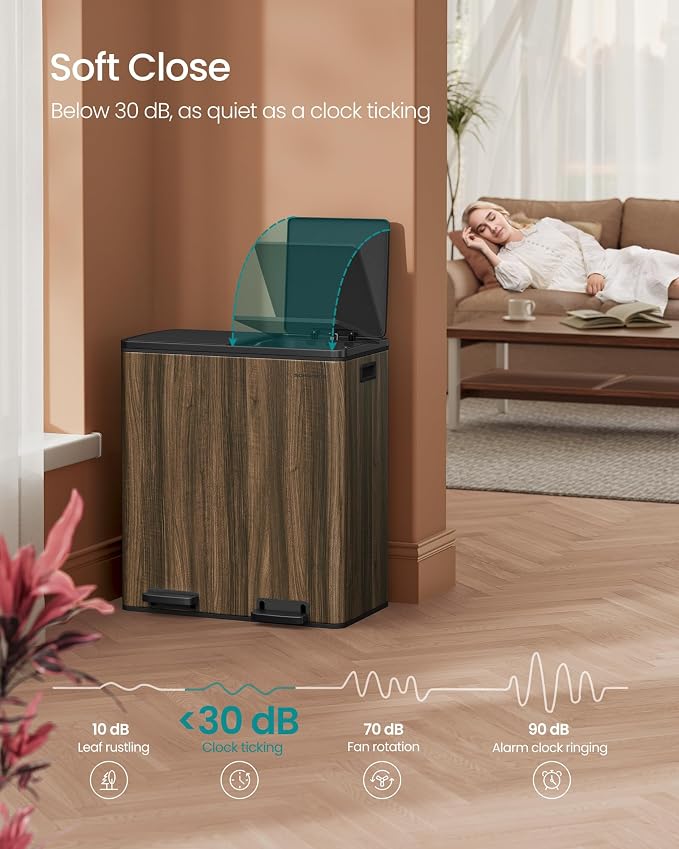 SONGMICS Trash Can, 2 x 8-Gallon Garbage Can - Image 3