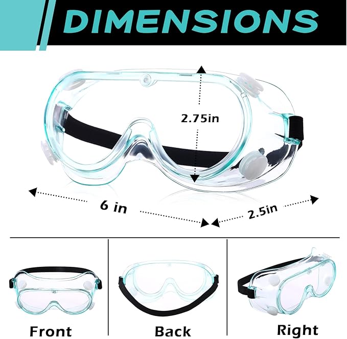 Yunsailing Protective Safety Goggles Lab Over Glasses Clear Anti Fog Eye - Image 2
