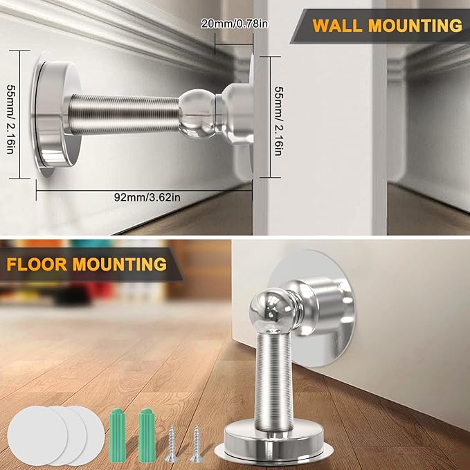 6 Pack Door Stopper Magnetic, COCIVIVRE Magnet Door Stop Stainless Steel - Image 4