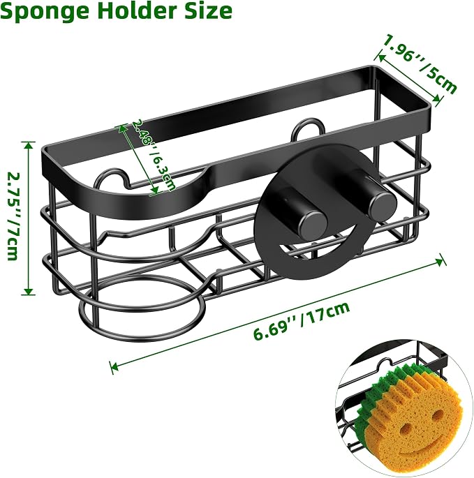 Cisily Smiley Sponge Holder for Kitchen Sink Caddy, Stainless Steel Movable - Image 5
