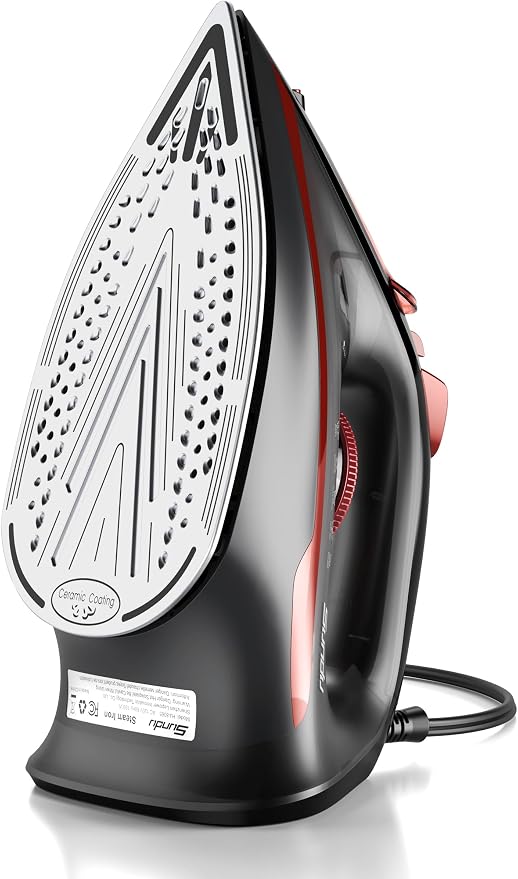 Irons Steamer for Clothes, Non-Stick Ceramic Soleplate, 500 Microsteam Holes by Sundu
