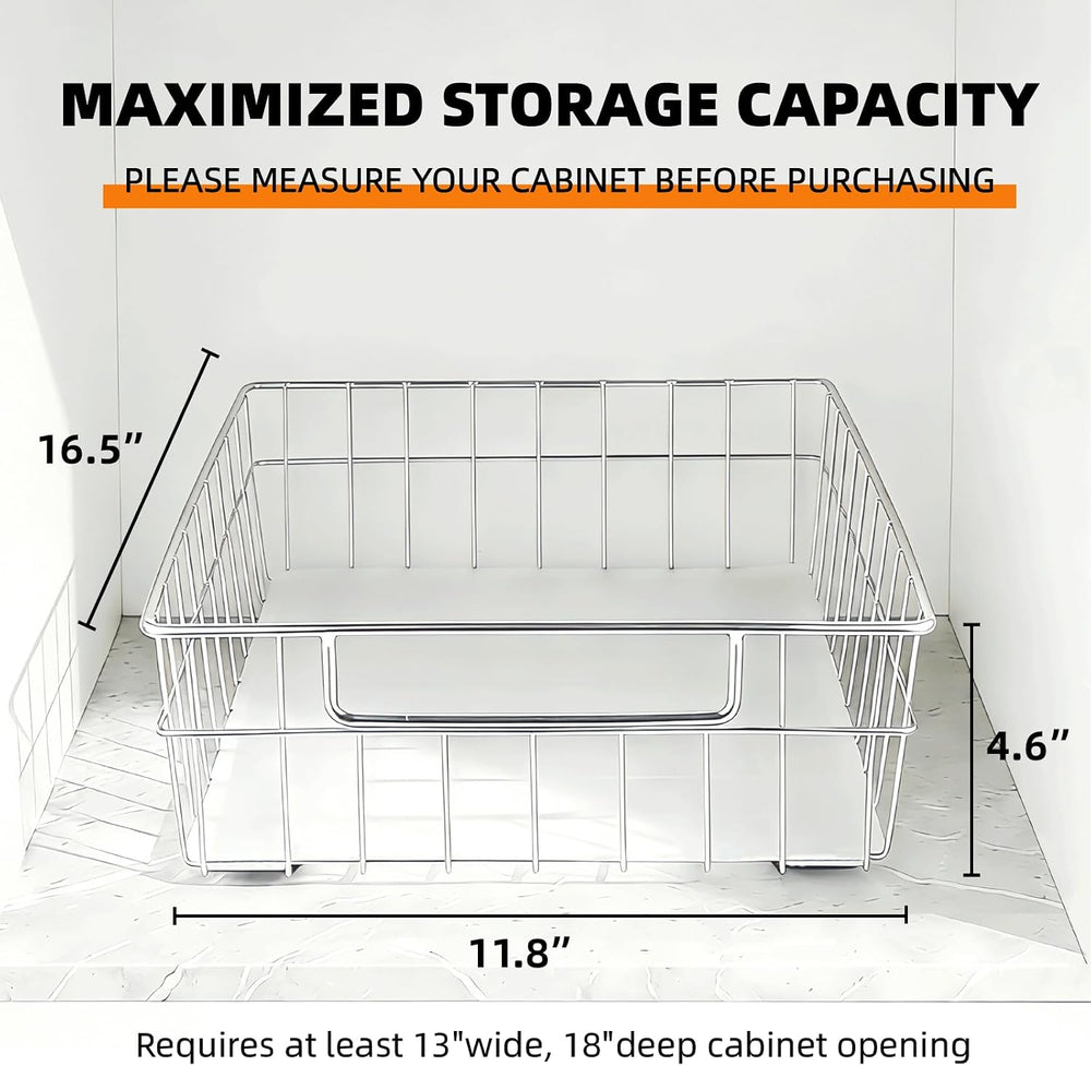 Pull Out Cabinet Organizer, 1 Pack Stainless Steel Pull Out Drawers for Cabin...
