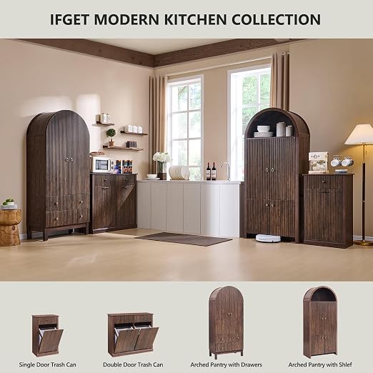 Modern Tilt-Out Trash Can Cabinet, 10 Gallon Fluted Laundry Hamper Cabinet - Image 6