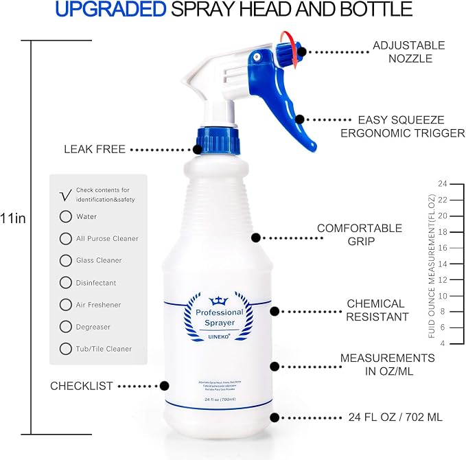 Plastic Spray Bottle Heavy Duty All-Purpose Empty Spraying Leak Proof Mist - Image 4