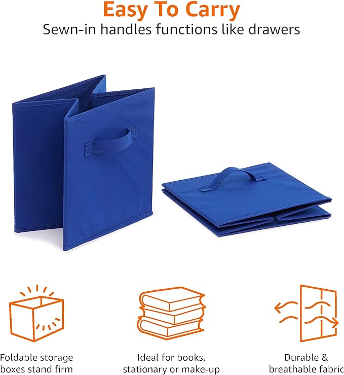 Amazon Basics Cube Organizer Storage Bins Handles, Collapsible Fabric, - Image 4