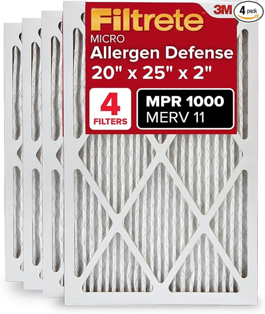 Filtrete 20x25x2 AC Furnace Air Filter, MERV 11, MPR 1000, Allergen Defense by Filtrete