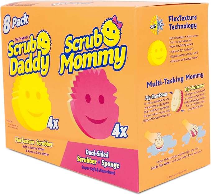 Scrub Daddy 4 Scrub Daddy Sponges & 4 Scrub Mommy Kitchen Sponges - Image 2