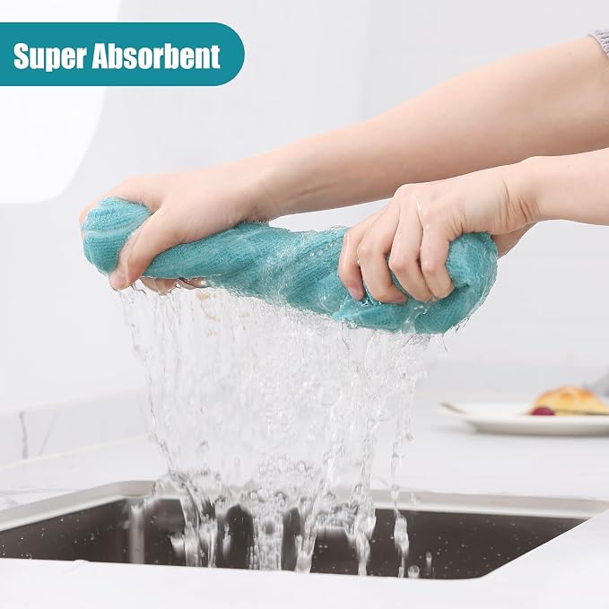 Homaxy Microfiber Kitchen Towels and Dishcloths Set, 12 Pack Soft and Absorbent - Image 3