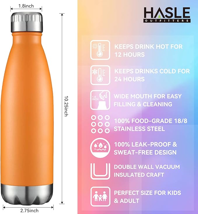 HASLE OUTFITTERS 17oz Stainless Steel Water Bottles, Vacuum Insulated Water - Image 5