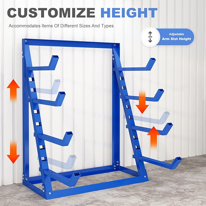 Steel Lumber & Pipe Storage Rack – Heavy Duty 4-Tier Horizontal Organizer Shelf - Image 4