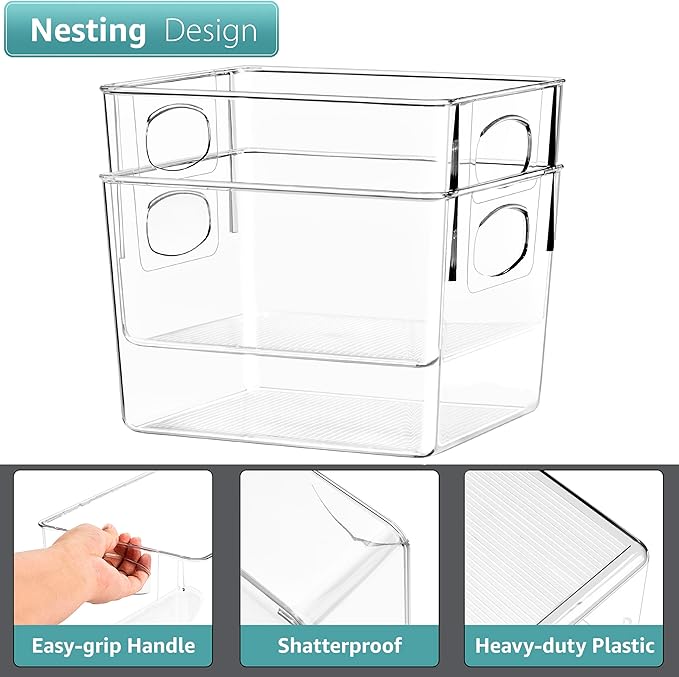 Sorbus 4 Pack Medium Clear Plastic Storage Bins, Refrigerator, Under Sink - Image 3