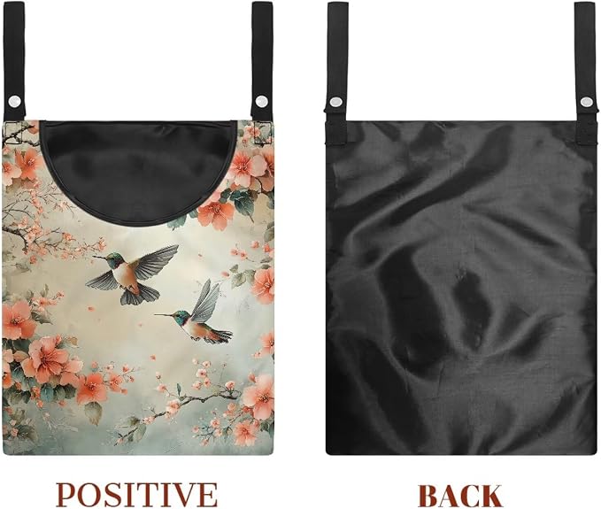 2 Pcs Hummingbird and Flowers Clothes Pin Bag, Small Hanging Laundry Bag - Image 7