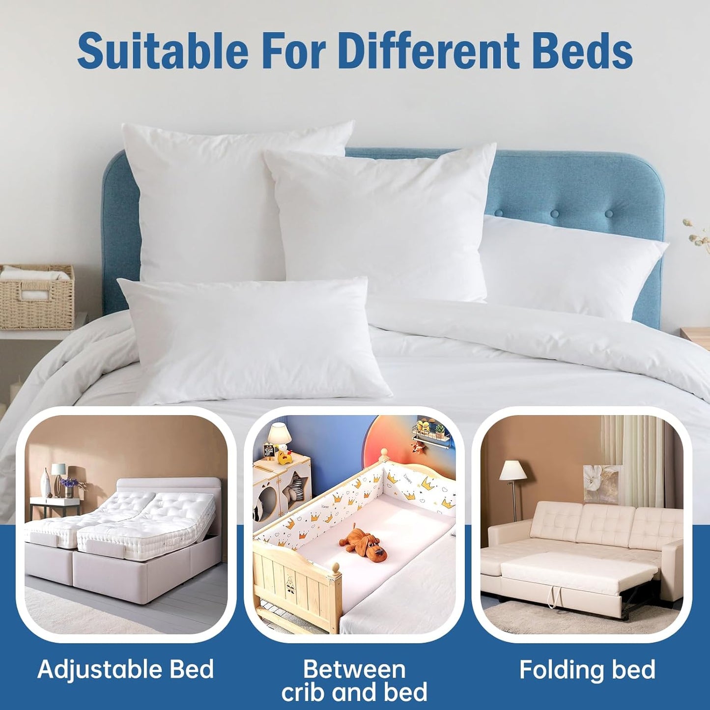 Vekkia Split King Gap Filler for Adjustable Bed,Twin to King Bed Converter Kit,Bed Bridge Twin to King,Mattress Connector with Washable Cover,for Guests Stayovers,Family Room(75in×10in)
