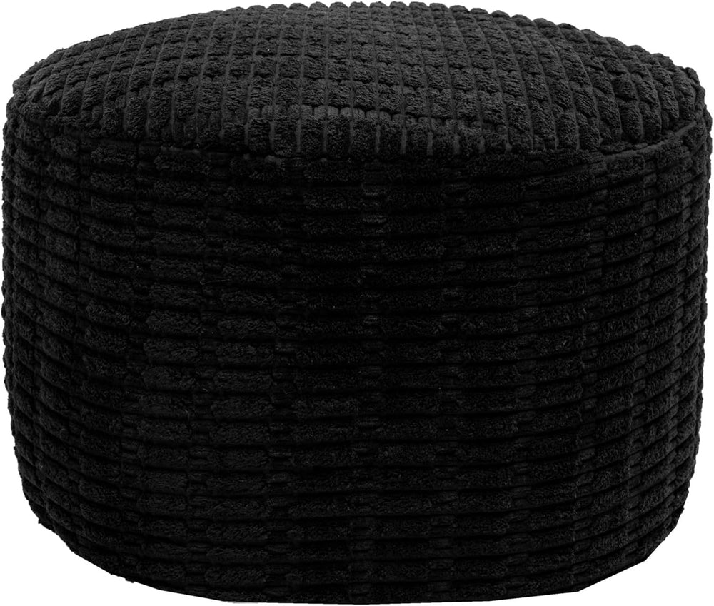 Poofieotto Ottoman Foot Rest, Foot Stool Ottoman Pouf Stuffed,Black 20x12In