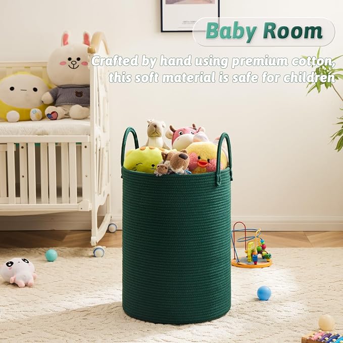 Laundry Basket, Woven Cotton Rope Laundry Hamper, 80L - Image 4