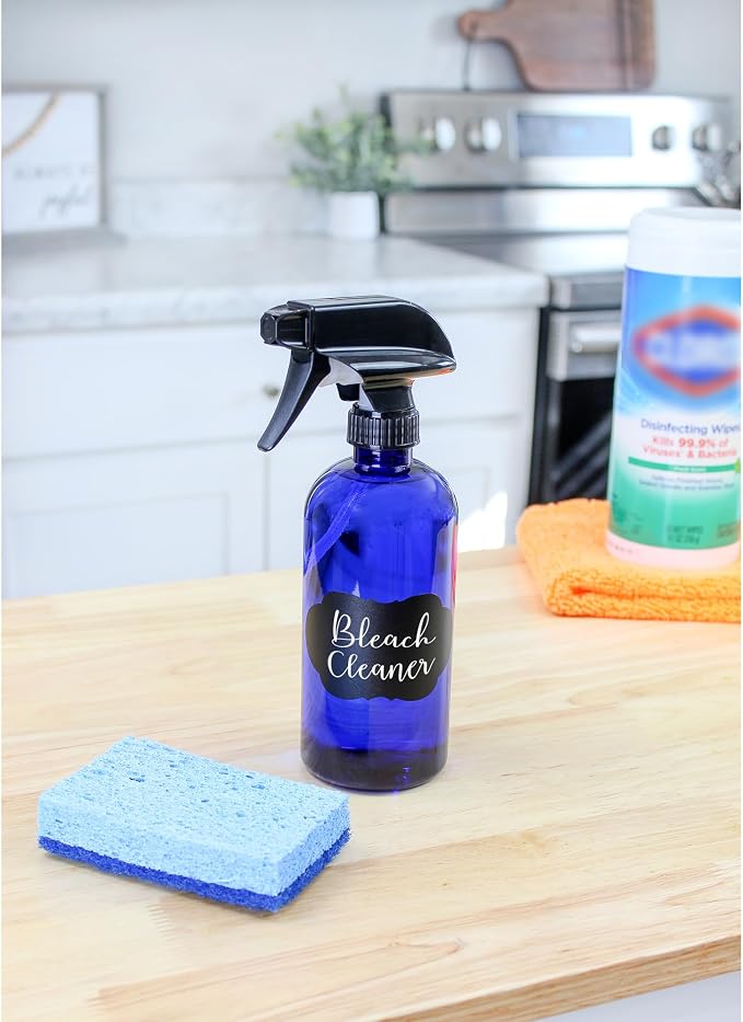 Cornucopia Brands 16oz Cobalt Blue PLASTIC Spray Bottles w/Heavy Duty Mist & - Image 5