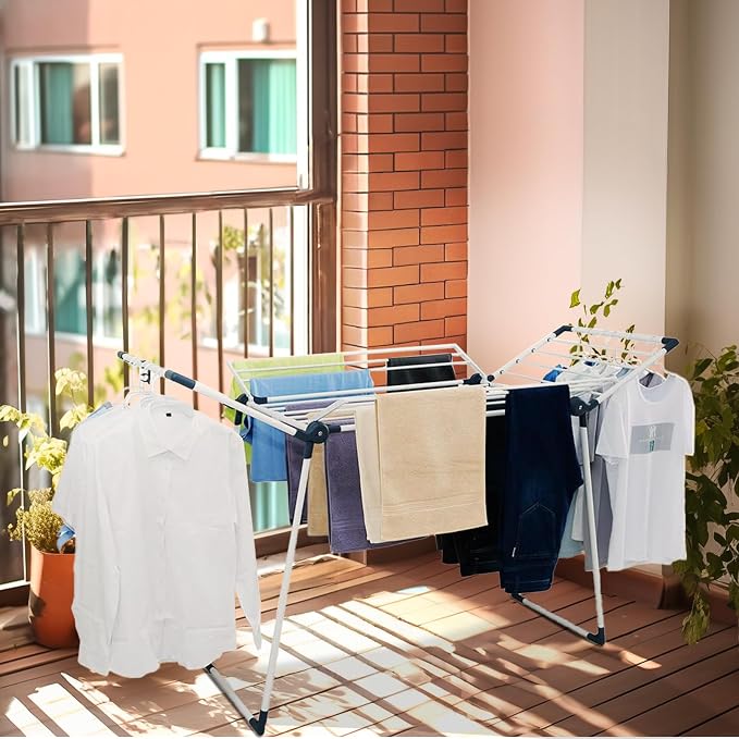 Clothes Drying Rack Adjustable Gullwing and Foldable Space-Saving Laundry Rack - Image 3