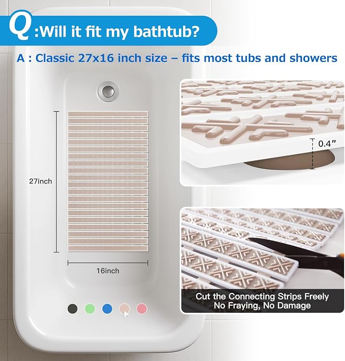 Matace Non Slip Rubber Bathtub & Shower Mat - Image 4