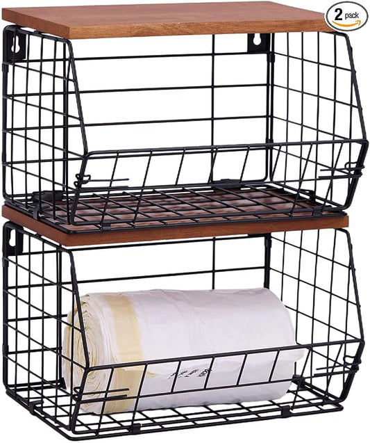 2 Pack XL Trash Bag Holder, Stackable Garbage Bag Dispenser by Galetcy